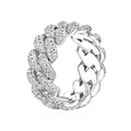 Men’s Moissanite Chain Ring – 925 Sterling Silver Cuban Link Iced Out Band